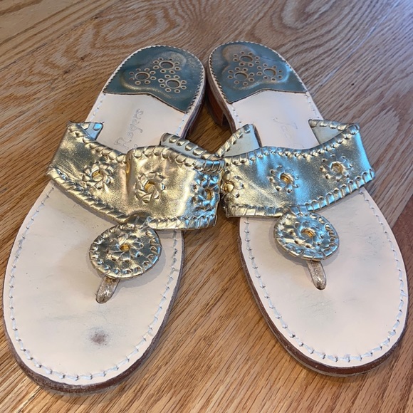 Jack Rogers Gold Flat Jack Sandals - Picture 3 of 13